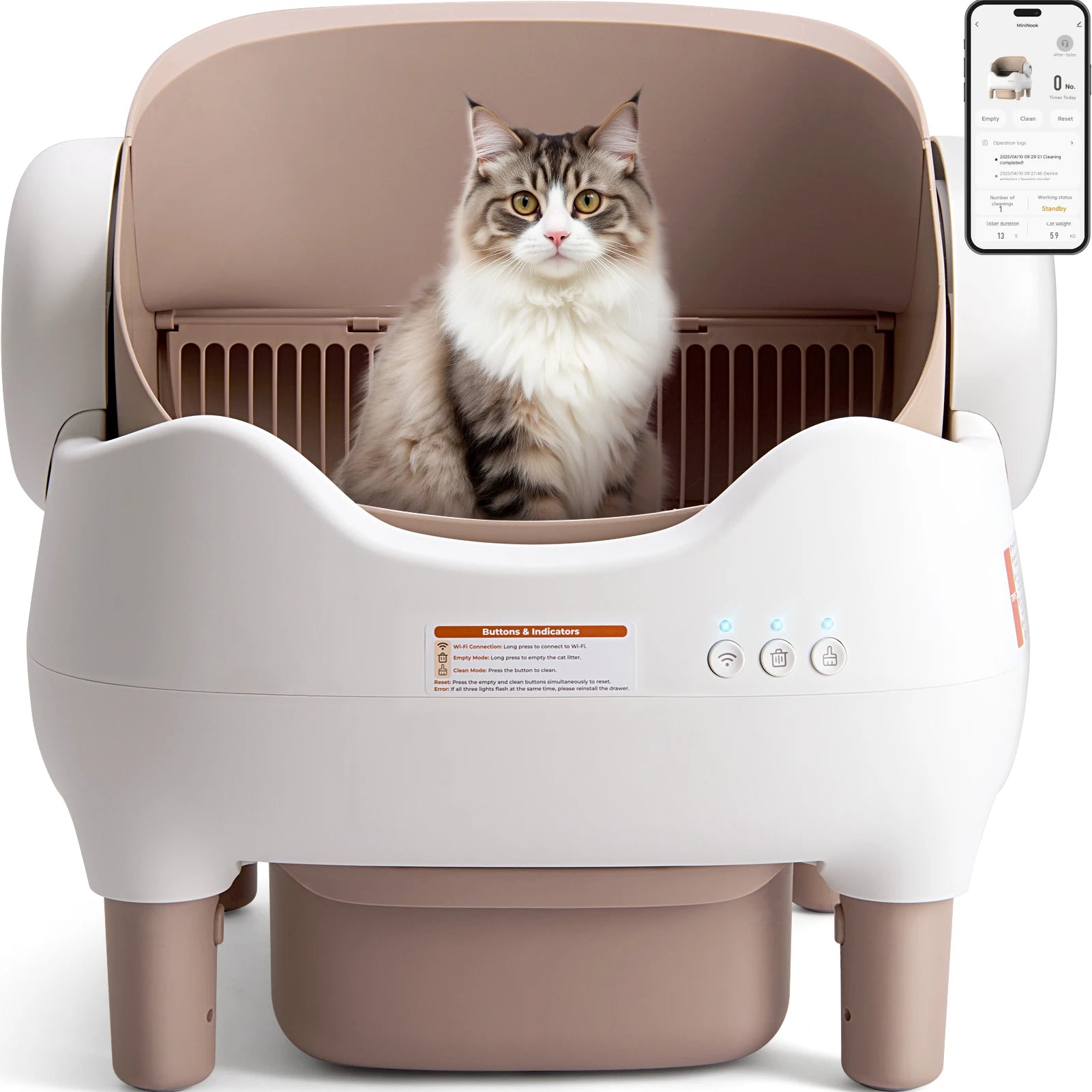 CleanCat Automatic Self-Cleaning Litter Box – Smart Odor-Free Cat Litter Solution Self Cleaning Litter Box, Automatic Cat Litter Box with APP Control, Odor-Free Large Waste Bin, Open-Top for Multi Cats