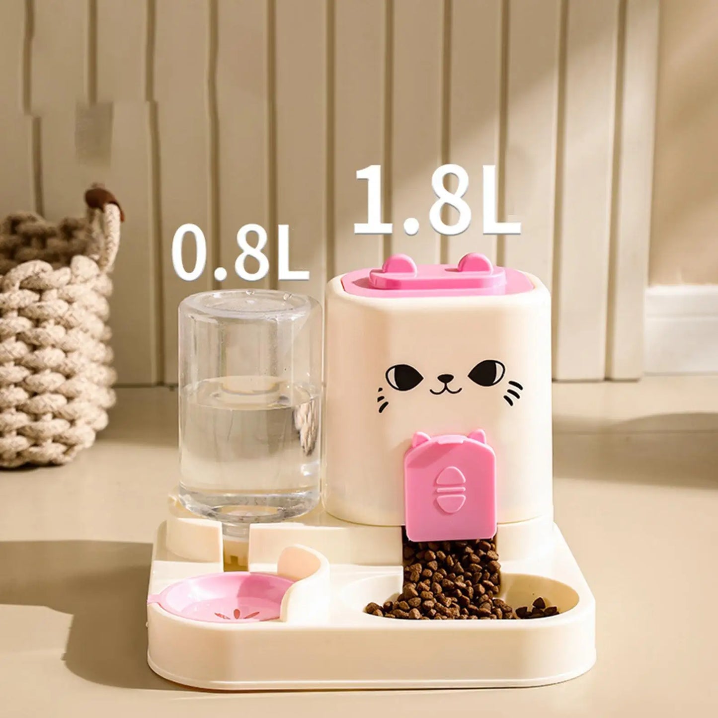 Automatic Pet Feeder Removable Household Convenient Food Container Water Dispenser for Kitten