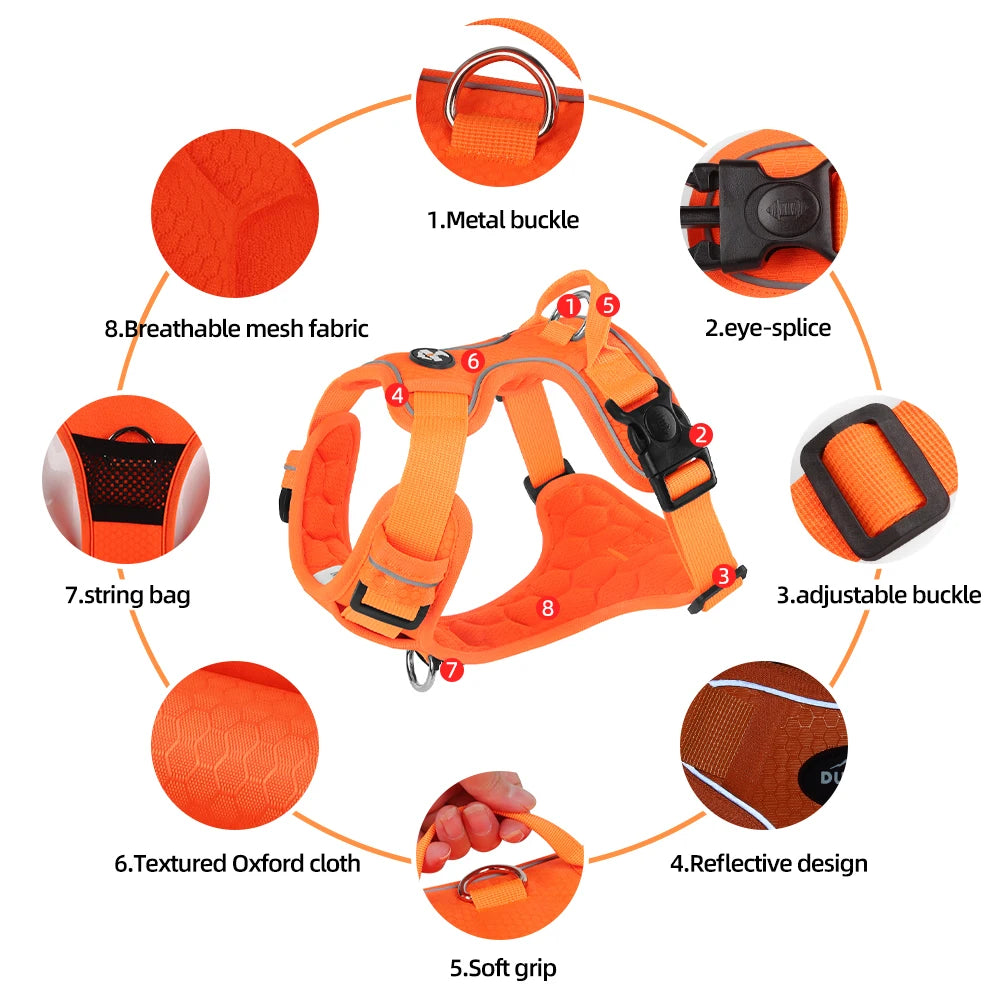 Adjustable No-Pull Reflective Dog Harness for Medium to Large Breeds 