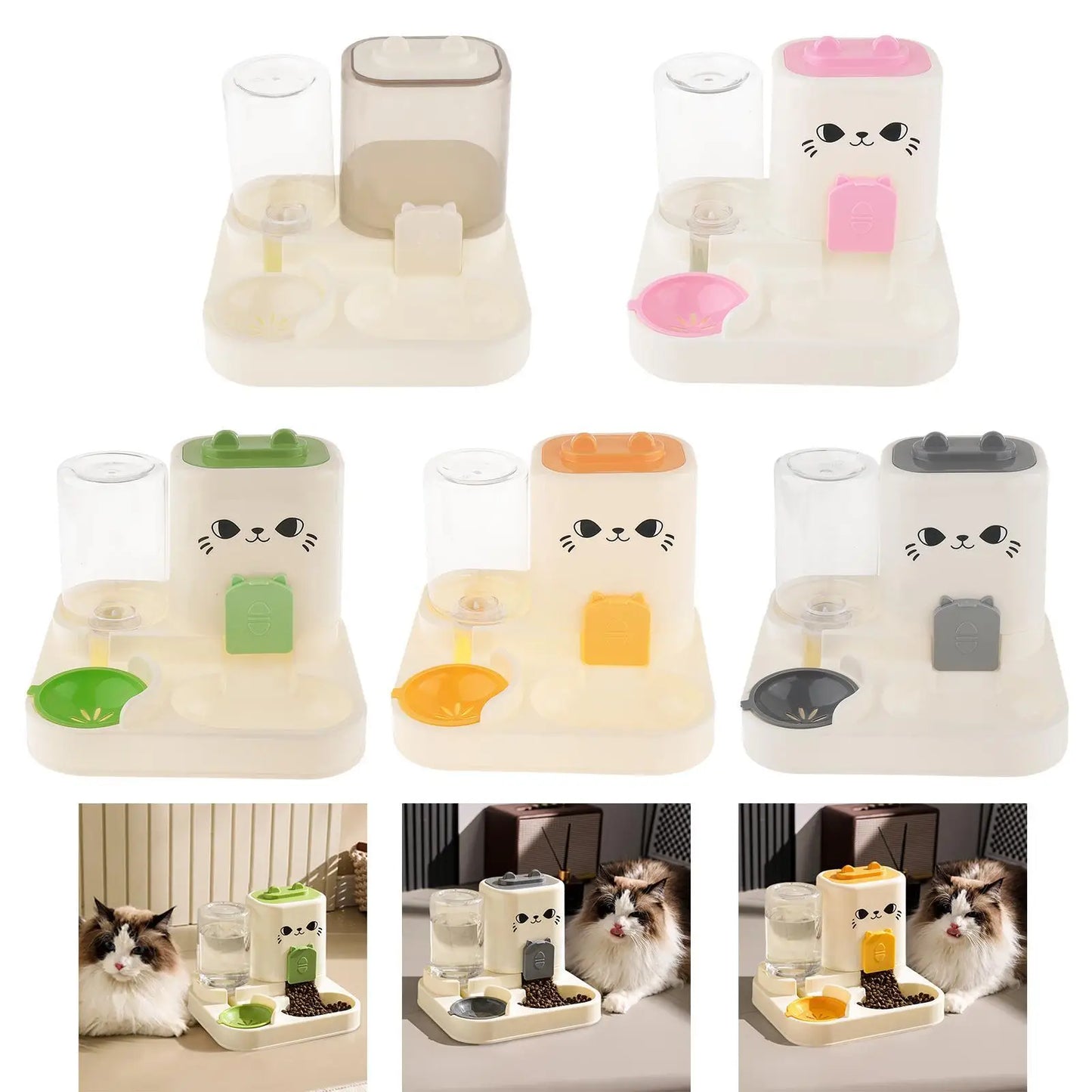 Automatic Pet Feeder Removable Household Convenient Food Container Water Dispenser for Kitten