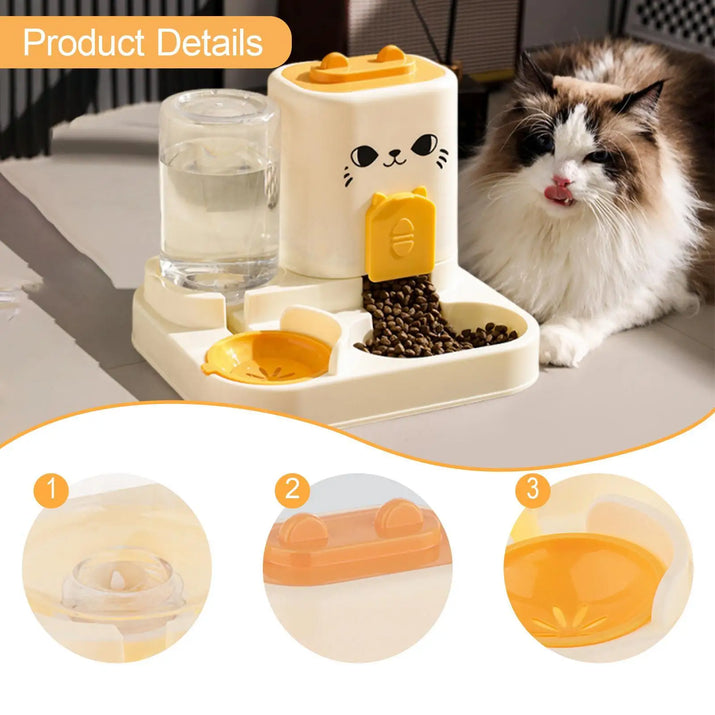 Automatic Pet Feeder Removable Household Convenient Food Container Water Dispenser for Kitten