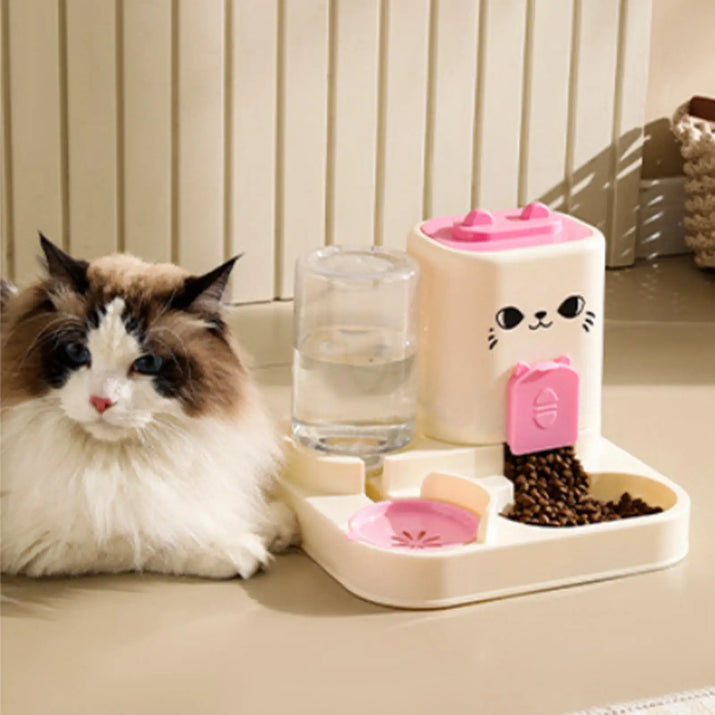 Automatic Pet Feeder Removable Household Convenient Food Container Water Dispenser for Kitten